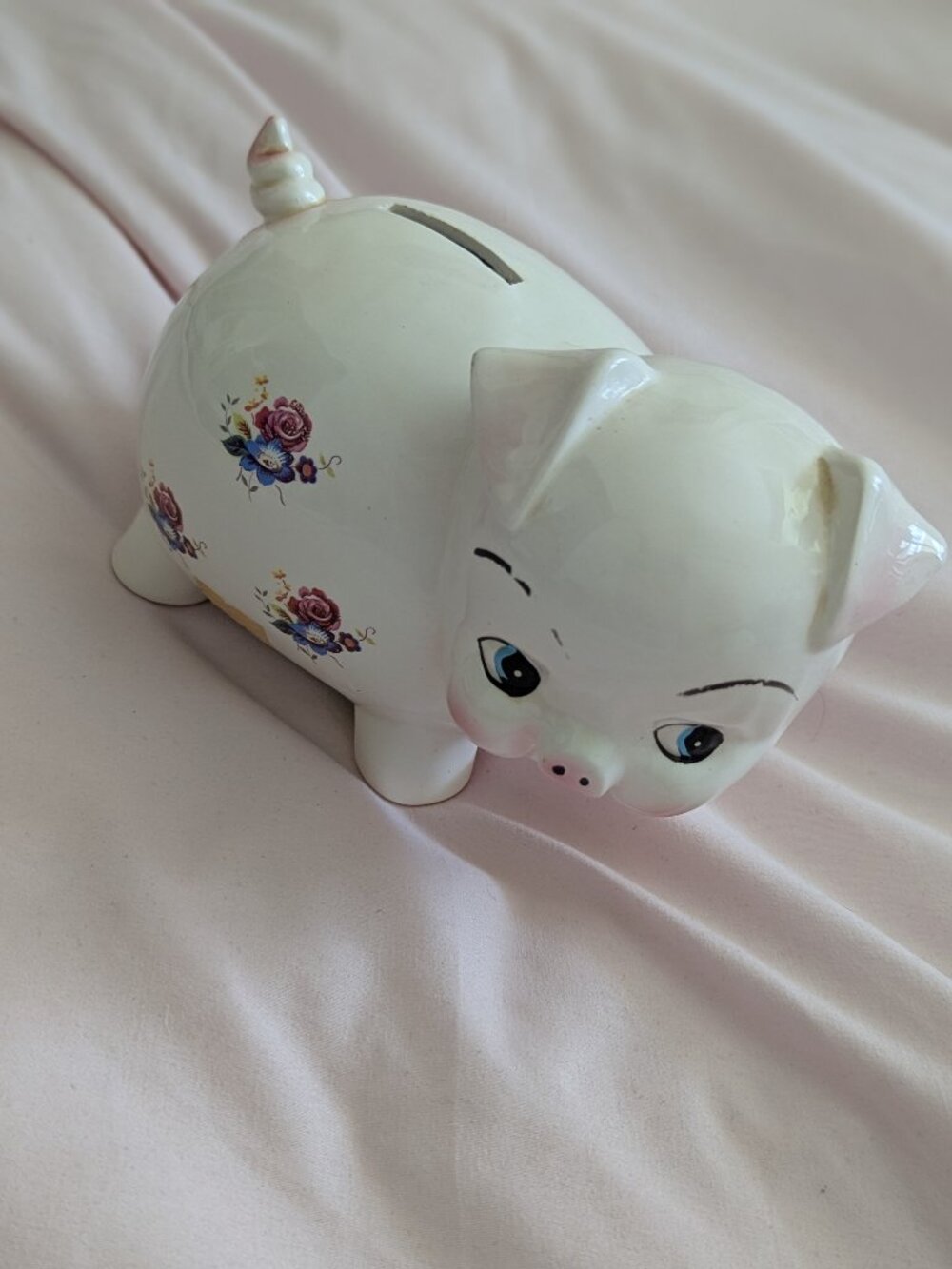 Sunny Vintage Floral Ceramic Piggy Bank Taiwan